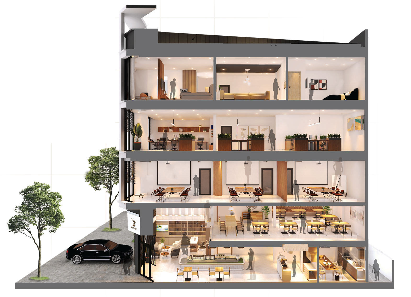 Business Building five-level section view